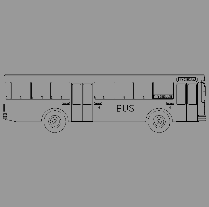 Bloque Autocad Vista de Autobús de línea en Perfil